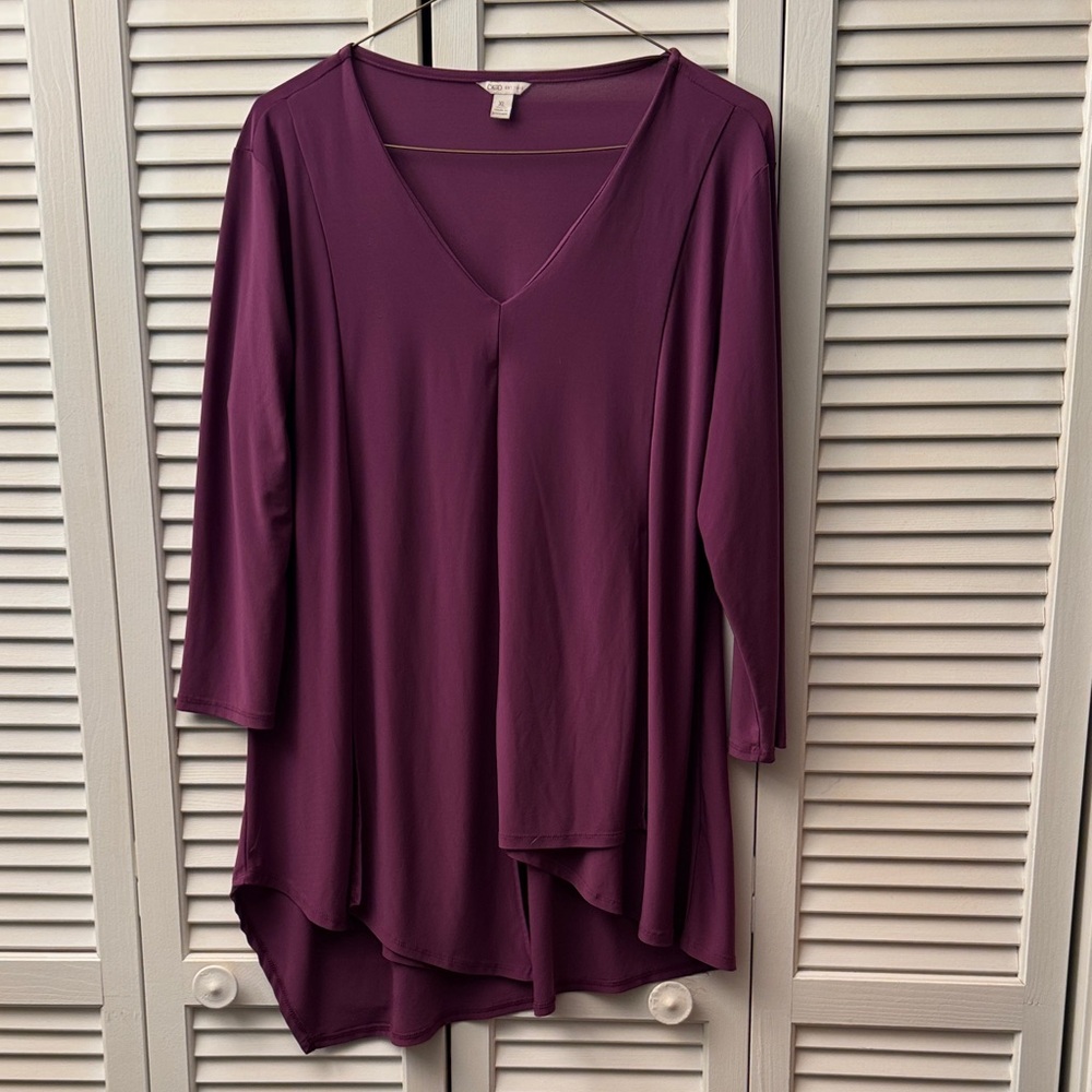 Cato Plum V-Neck 3/4 Sleeve Tunic